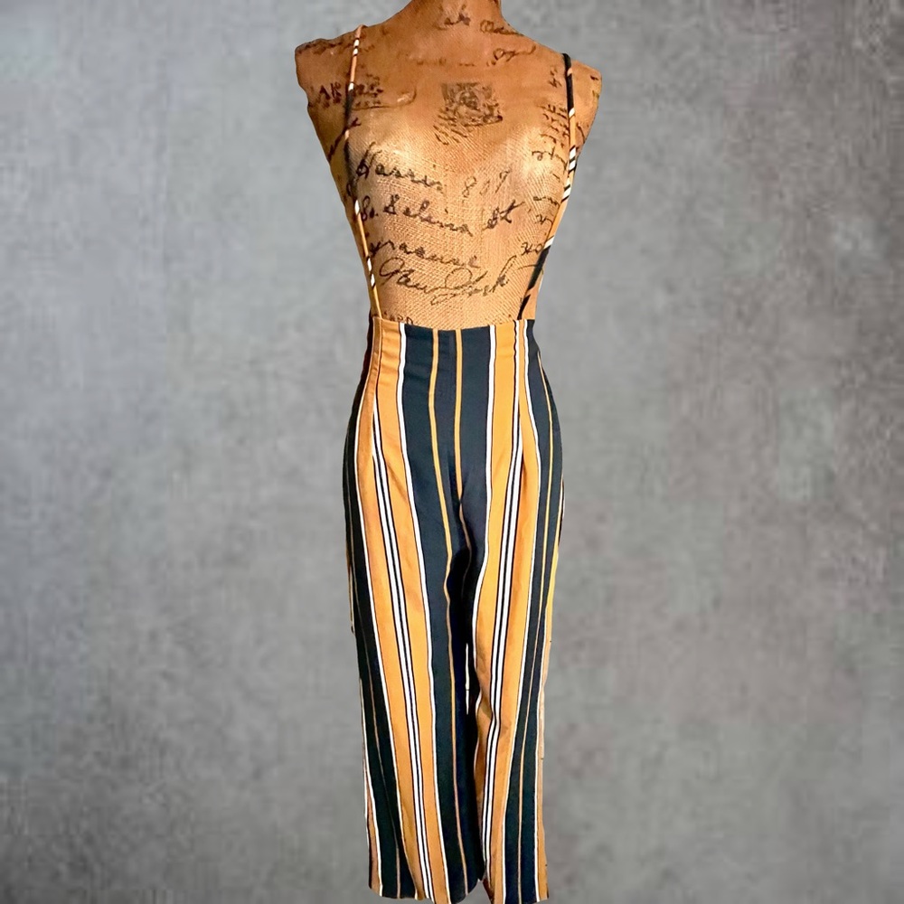 Green and yellow striped jumpsuit !